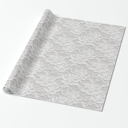 White Floral Lace Wrapping Paper