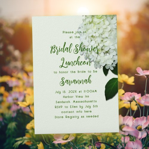 White Floral Limelight Hydrangea Flowers Party Invitation