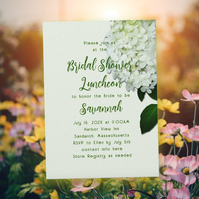 White Floral Limelight Hydrangea Flowers Party Invitation (Creator Uploaded)