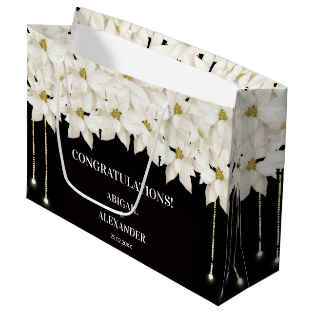 White Floral Luxury Gift Bag (Front Angled)