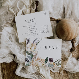 White Floral Menu Choice RSVP Card