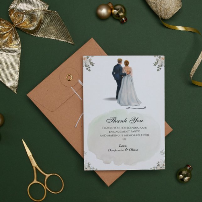 White Floral Minimalist Surprise Engagement Thank  Invitation (Creator Uploaded)