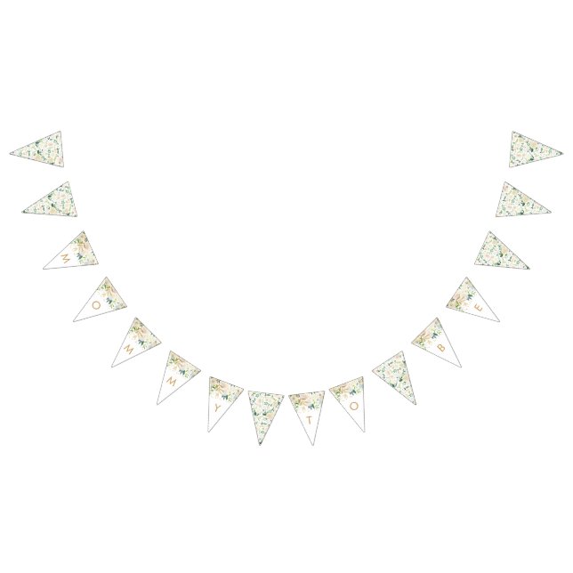 White Floral Mommy to be bunting banner (All)