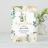 White Floral Monograms and Mimosas Bridal Shower I Invitation (Standing Front)
