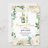 White Floral Monograms and Mimosas Bridal Shower I Invitation (Front)