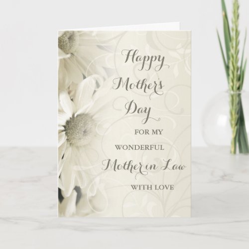 White Floral Mother in Law Happy Mothers Day Card