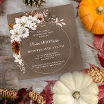 White Floral Neutral Fall 60th Birthday Square Invitation<br><div class="desc">Sophisticated white fall flowers are surrounded by neutral gray,  brown and black leaves. The white text is a chic combination of upright lettering and calligraphy script text. A chic round frame provides an elegant touch.</div>