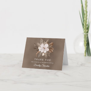 White Floral Neutral Fall 90th Birthday Letterpress Thank You Card