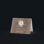 White Floral Neutral Fall 90th Birthday Thank You Card<br><div class="desc">A beautiful bouquet of white flowers and neutral fall leaves decorate this 90th birthday thank you note. The gray, taupe, and white foliage create an elegant and chic autumnal display that frame the white flowers perfectly. Thank You is written in large capital letters. A thank you sentiment and the birthday...</div>