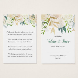 White Floral No Wrap Shower display gift tag