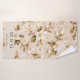 White Floral Olive Gold Botanical Pattern C Name Bath Towel