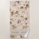 White Floral Olive Gold Botanical Pattern C Name Beach Towel