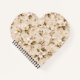 White Floral Olive Gold Botanical Pattern Heart Notebook