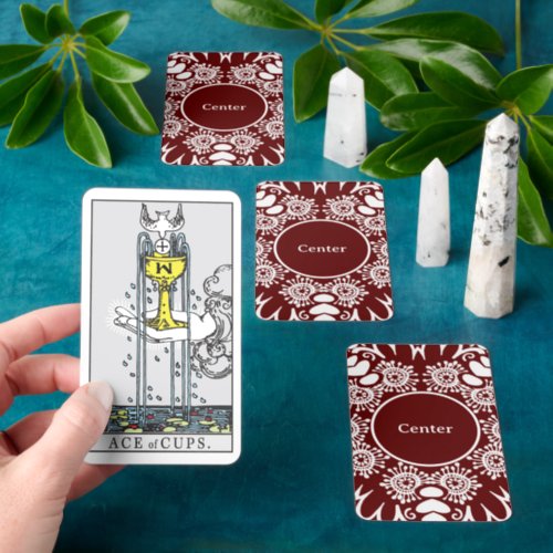 White Floral on Deep Red Kaleidoscope Tarot Cards