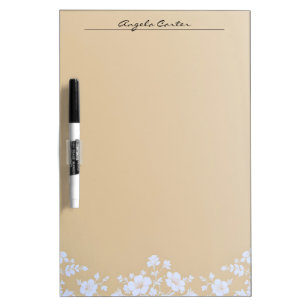 White Floral on Tan Dry Erase Board