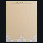 White Floral on Tan Letterhead<br><div class="desc">White and gray flowers and leaves on a tan background creates a beautiful,  boho-look stationery that you will love.</div>