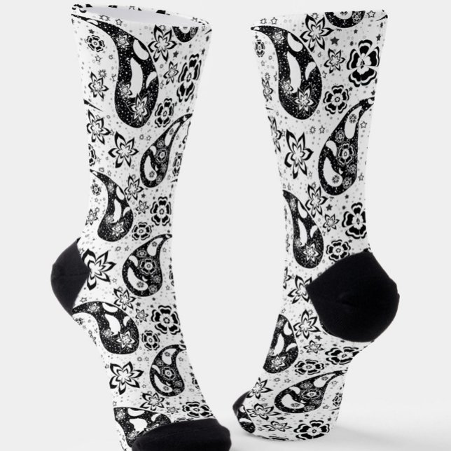 White Floral Paisley Pattern Design  Socks (Creator Uploaded)
