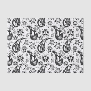 White Floral Paisley Pattern Design Tissue Paper