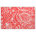 White floral paisley pattern on red fabric