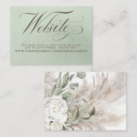 White Floral Pampas Grass Sage Wedding Website