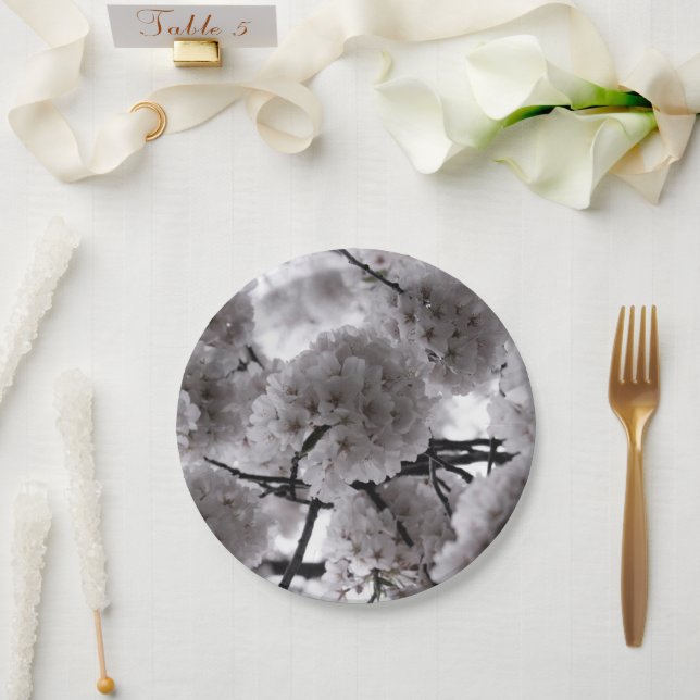White Floral Paper Plates (Wedding)