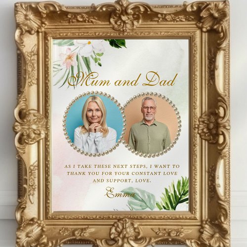 White Floral Parents of the Bride Gift Poster