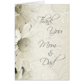 White Floral Parents  Wedding Day Thank You Card