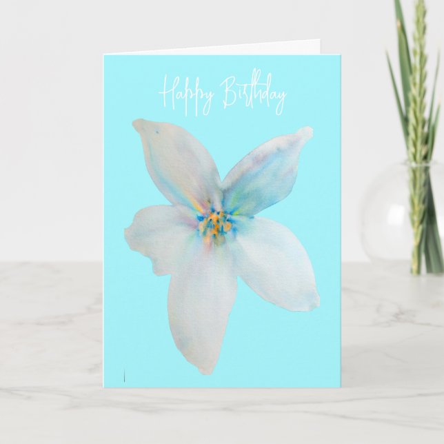 White floral pastel flower watercolor card (Front)