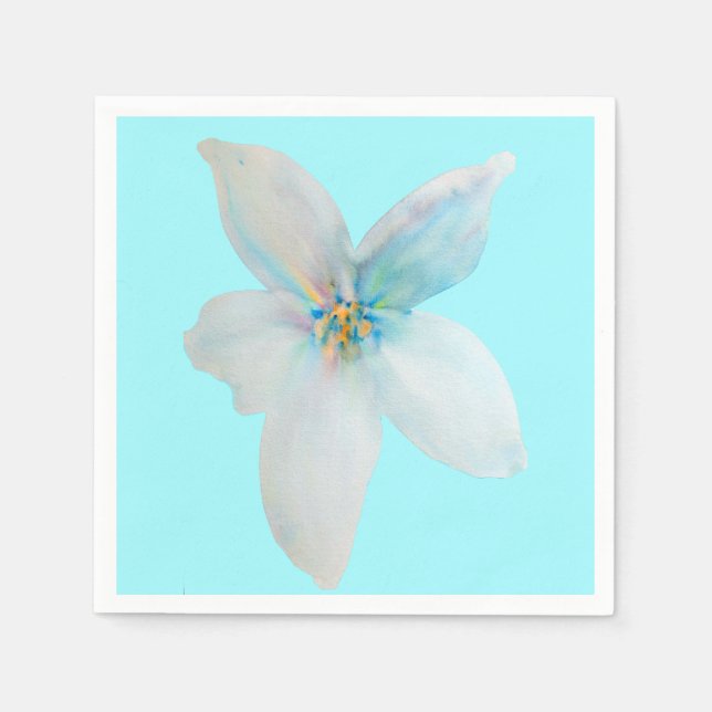 White floral pastel flower watercolor napkins (Front)