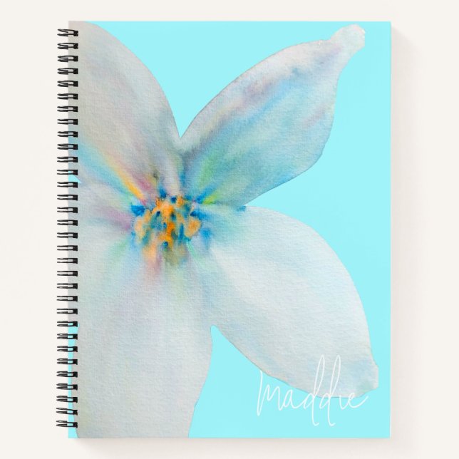 White floral pastel flower watercolor notebook (Front)