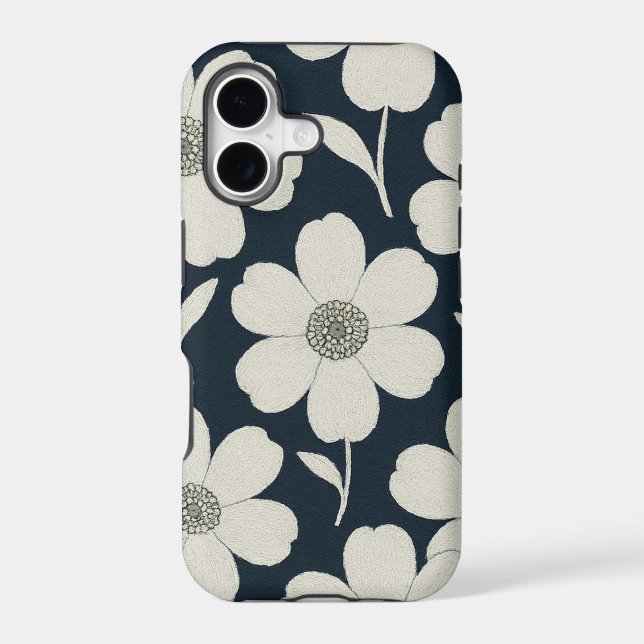 White Floral Pattern iPhone Case (Back)