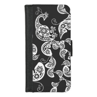 White Floral Peacock Boho Vintage Artistic Deco iPhone 8/7 Wallet Case