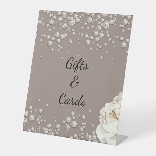 White Floral pearls welcome sign bridal shower (Front)