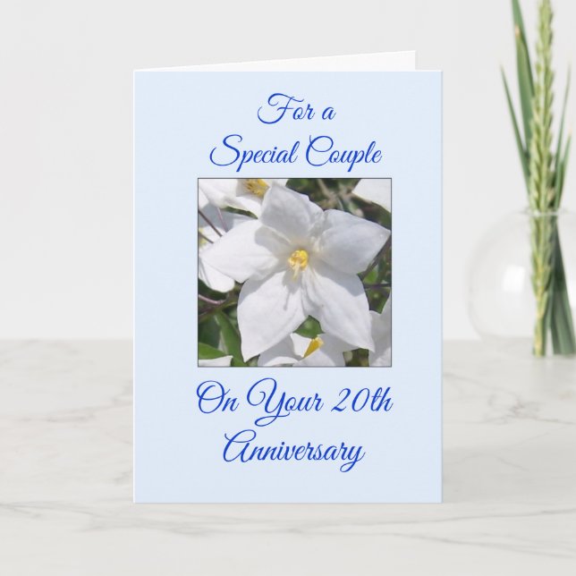 White Floral Personalised 20th Wedding Anniversary Card (Front)