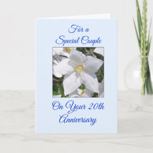 White Floral Personalised 20th Wedding Anniversary Card