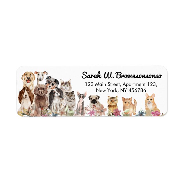 White Floral Pet Groomer Cats and Dogs Label (Front)