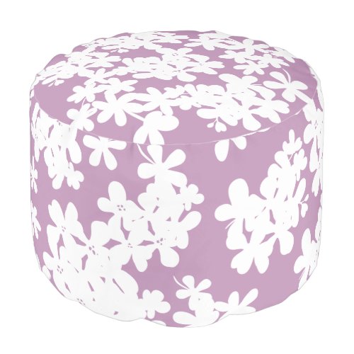 White Floral Petals With Customizable Background  Pouf