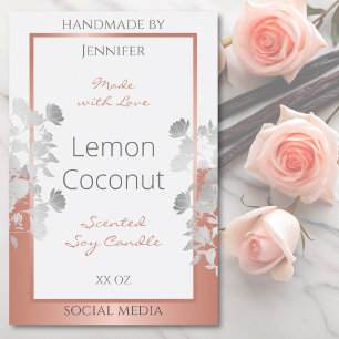 White Floral Product Packaging Labels Rose Gold