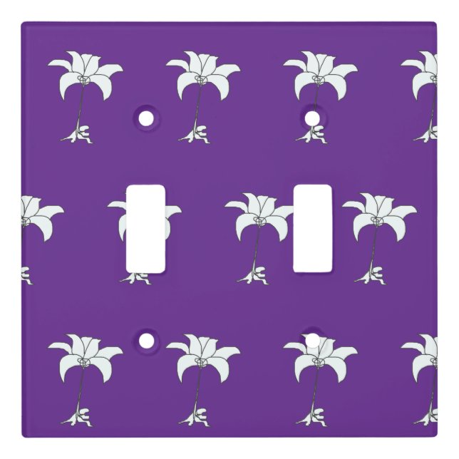  White Floral Purple   Light Switch Cover (Front)