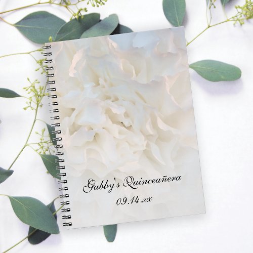 White Floral Quinceaera Guest Book