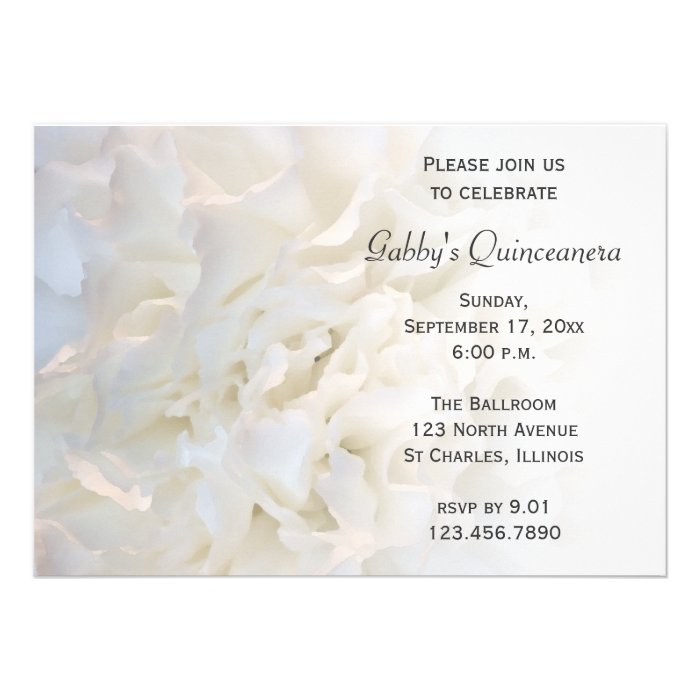 White Floral Quinceanera Invitation