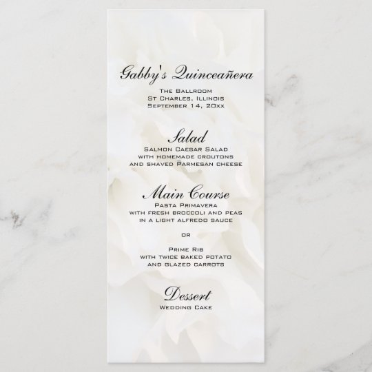 White Floral Quinceañera Menu