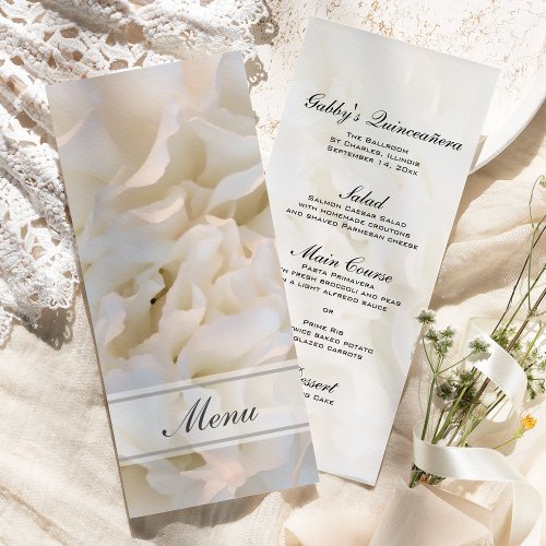 White Floral Quinceaera Menu