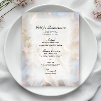 White Floral Quinceañera Menu