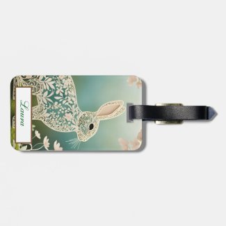 White Floral Rabbit Spring Art 