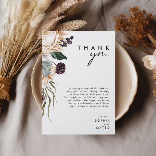 White Floral Reception 5x7 Thank You Card