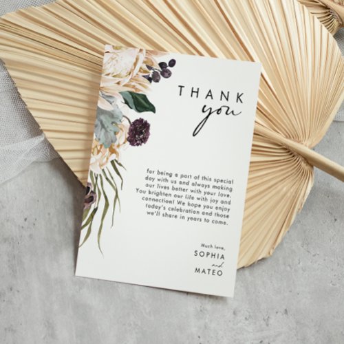 White Floral Reception Thank You Card
