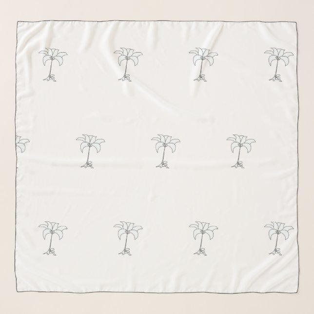 White Floral Repeat Fashion Accessory White     Scarf (Front)