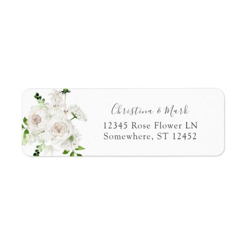 White Floral Return Address Label 2