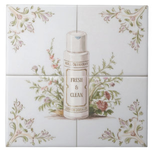 White Floral Roll on Deodorant Funny Bathroom Ceramic Tile